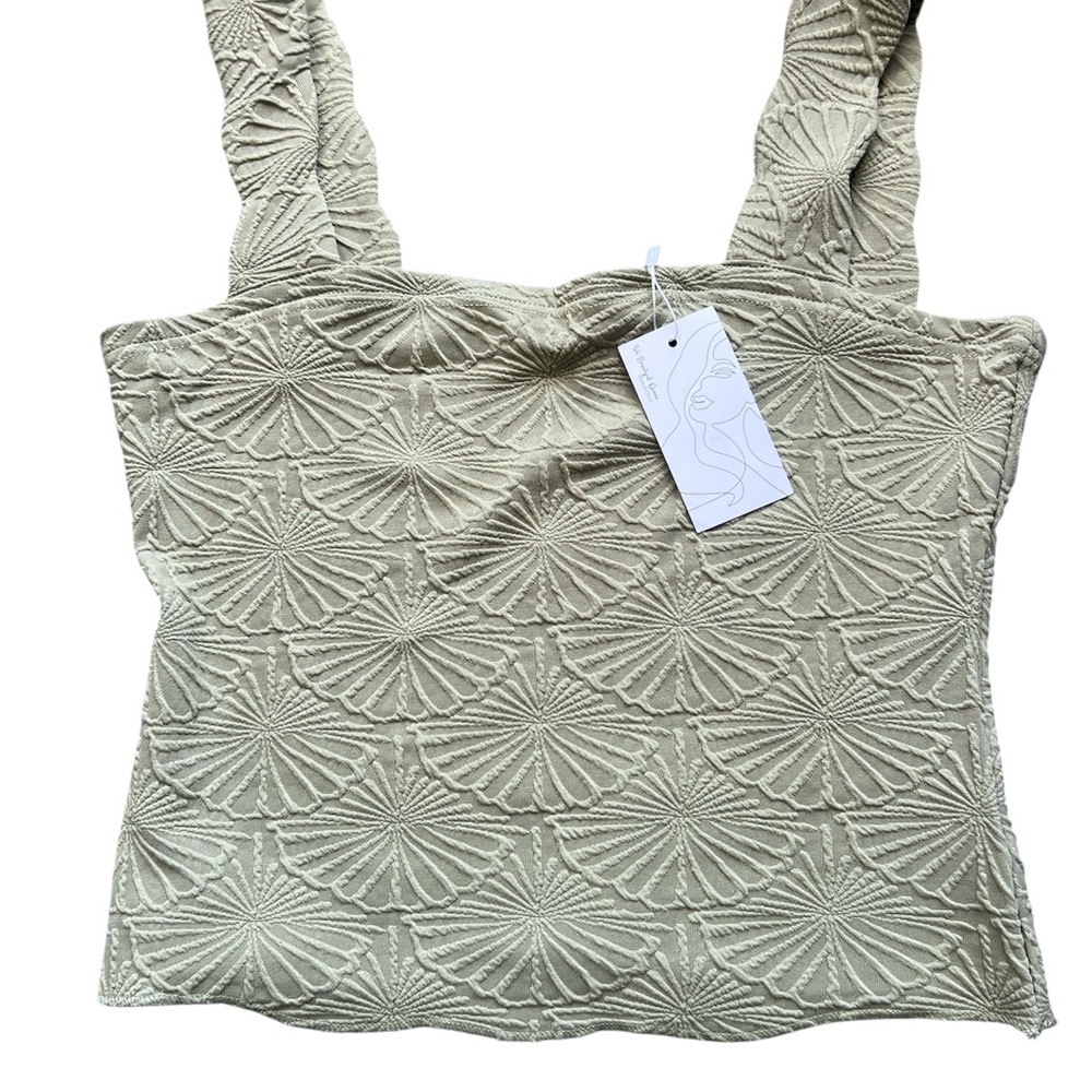 Chic Textured Beige Women's Tank Top